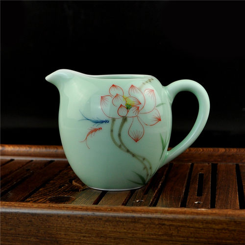 艾芳贝儿青瓷手绘公道杯公杯茶海分茶器匀杯大号均杯功夫茶具茶配