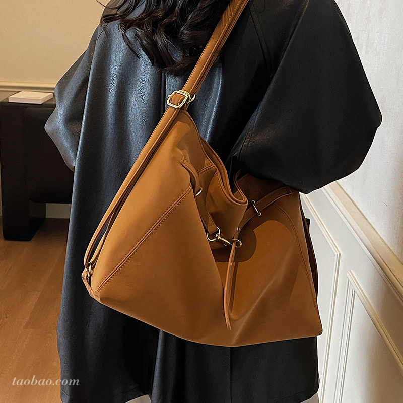 复古大容量托特包通勤双肩包