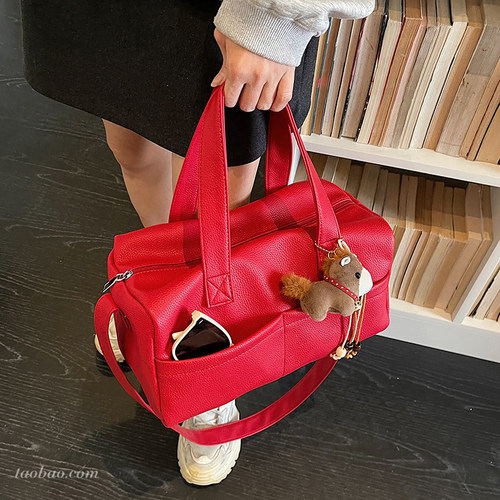 复古PU软面大容量通勤托特包