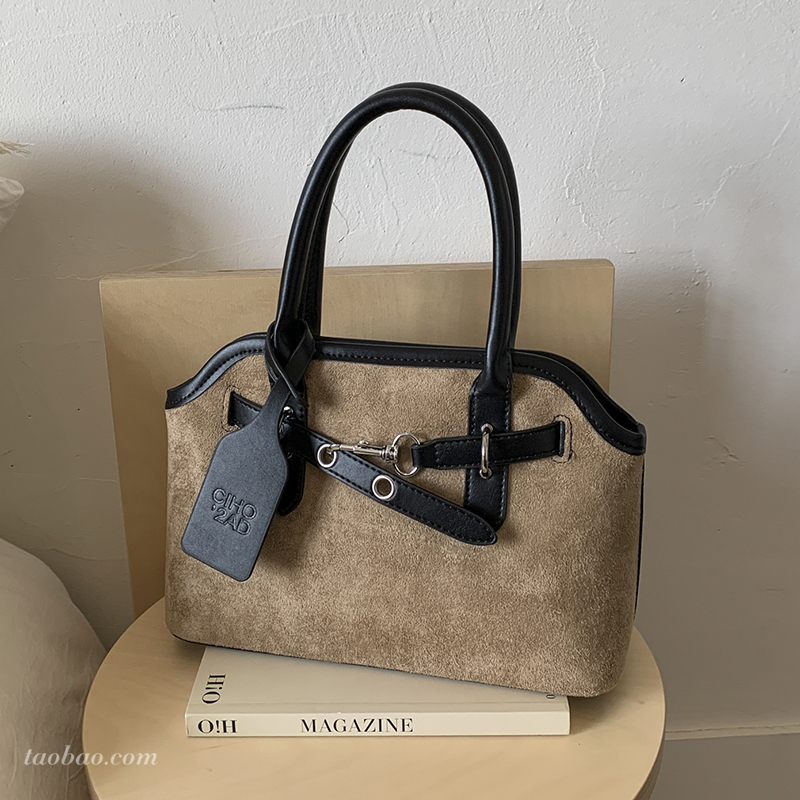 复古麂皮绒手提包女时尚百搭