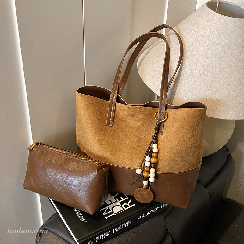 时尚拼接通勤托特包大容量