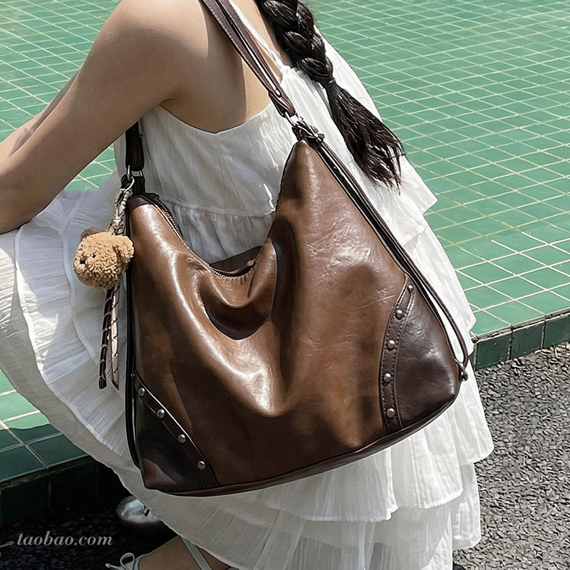 美式复古大容量包包女2026新款通勤百搭单肩斜挎包多用双肩后背包,箱包皮具/热销女包/男包,托特包,淘宝优惠券,粉丝福利购,淘宝优惠卷