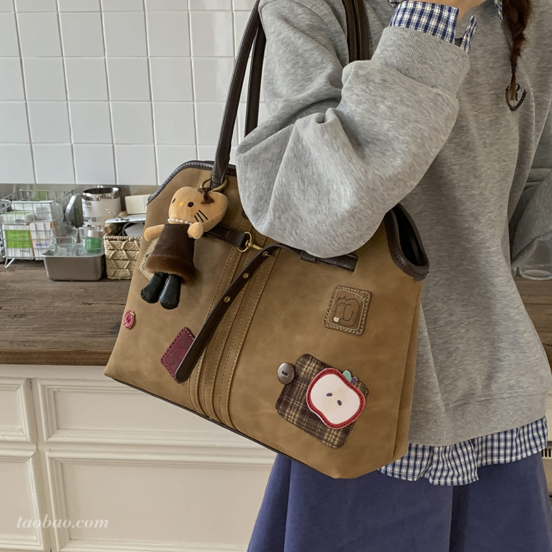 美式复古磨砂大容量包包