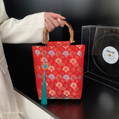 中式 国风刺绣包包女2026新款 小众刺绣手提包通勤外出小拎包水桶包