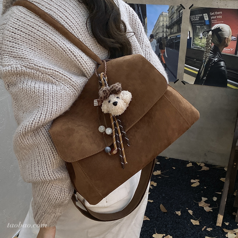 简约高级感麂皮绒托特包