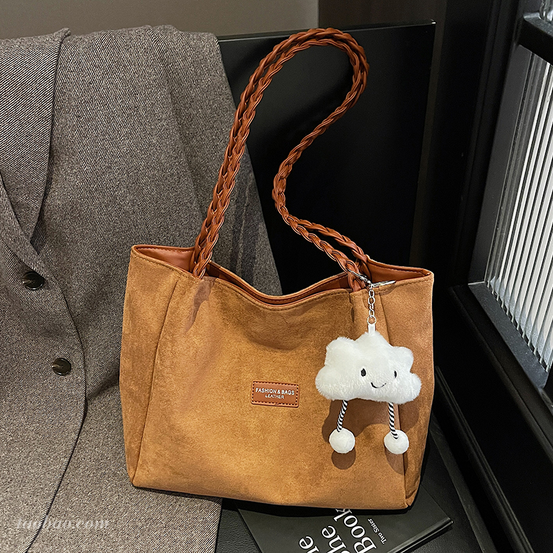 复古小众磨砂麂皮包通勤百搭