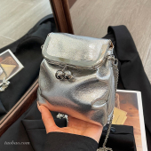 高级质感银色小包包女2026新款 迷你水通包 百搭链条斜挎手机包时尚