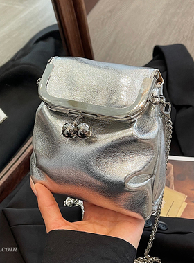 高级质感银色小包包女2025新款百搭链条斜挎手机包时尚迷你水通包