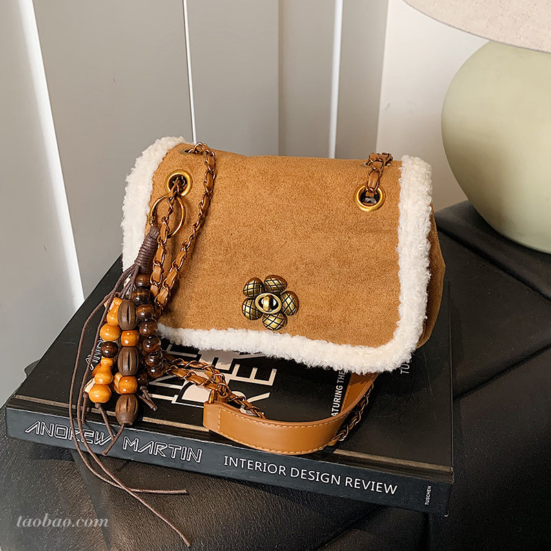 复古小众麂皮绒包包女2026新款休闲撞色百搭单肩斜挎包超火小方包,箱包皮具/热销女包/男包,小方包,淘宝优惠券,粉丝福利购,淘宝优惠卷