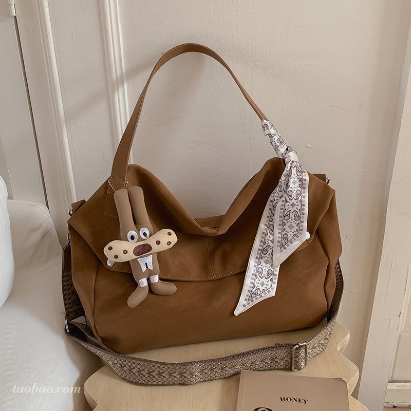 复古麂皮绒大容量通勤托特包