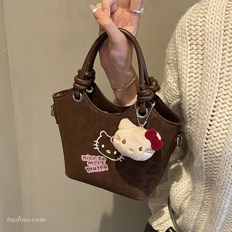 甜美卡通猫咪水桶包高级感女式