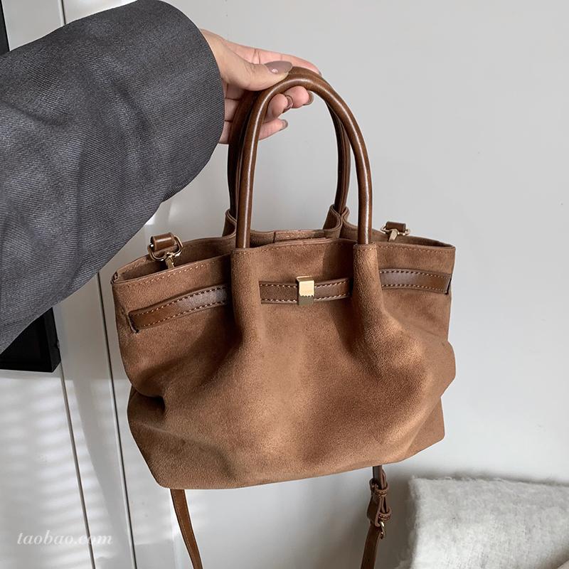 大容量托特包高级感麂皮绒包