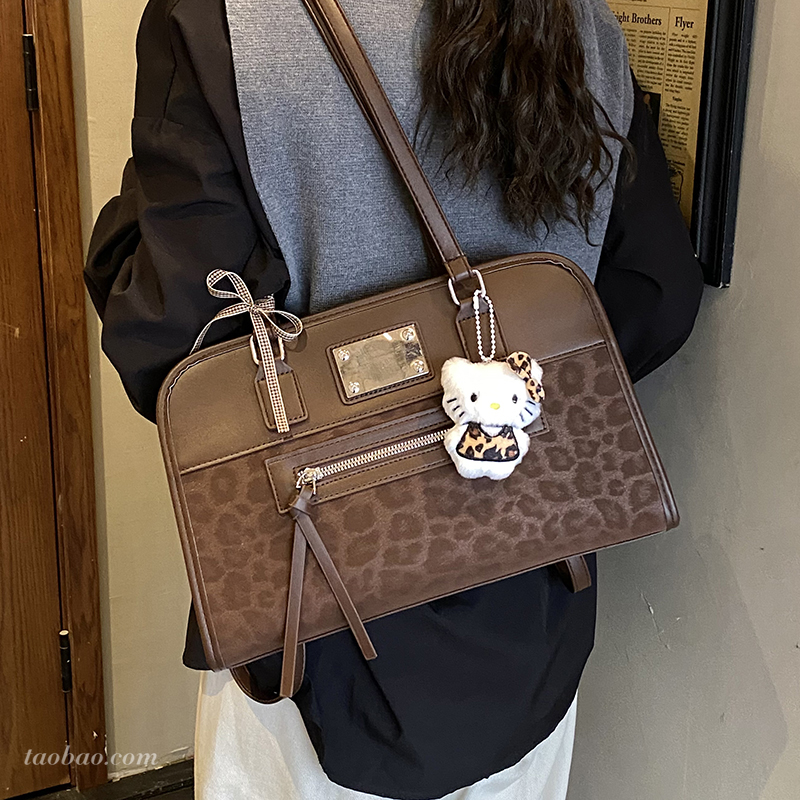 复古大容量托特包通勤双肩包