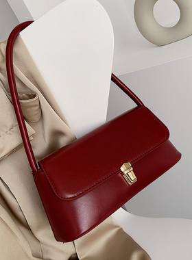 复古法棍红色包包2026春夏新款流行百搭单肩小包结婚新娘包腋下包