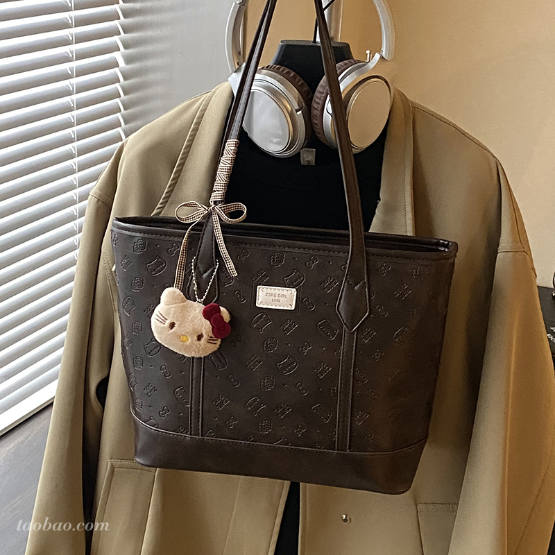 复古风质感卡通压花托特包