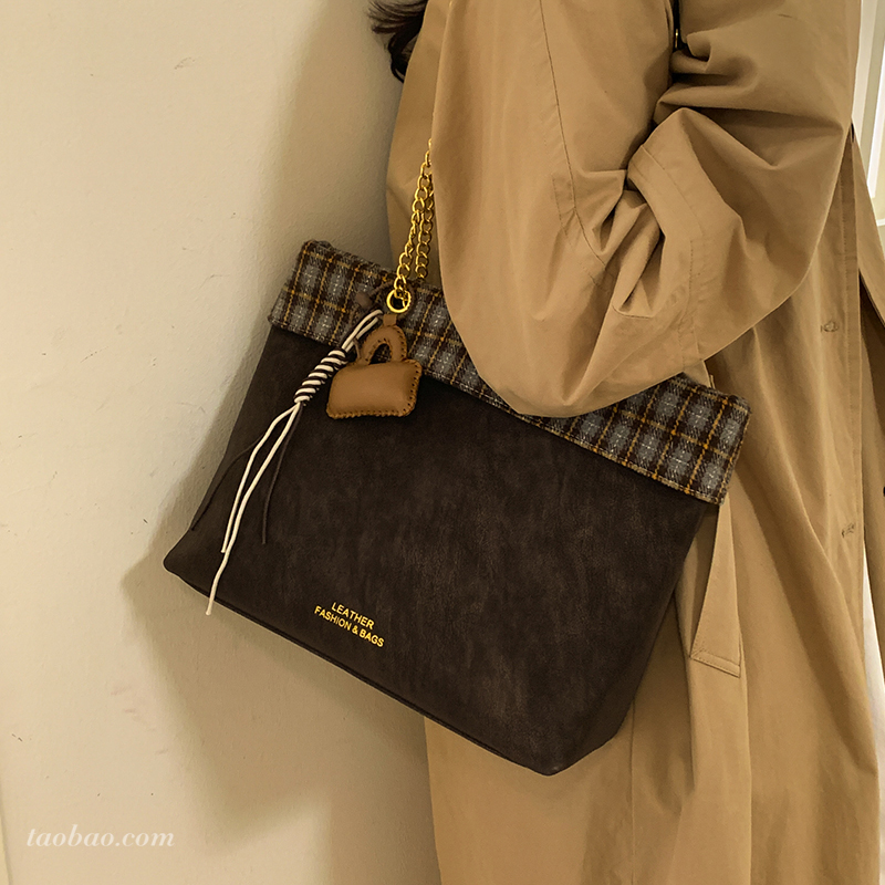 美式复古风托特包女2025冬季新款