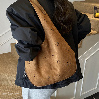 复古绒面腋下包2025冬季新款