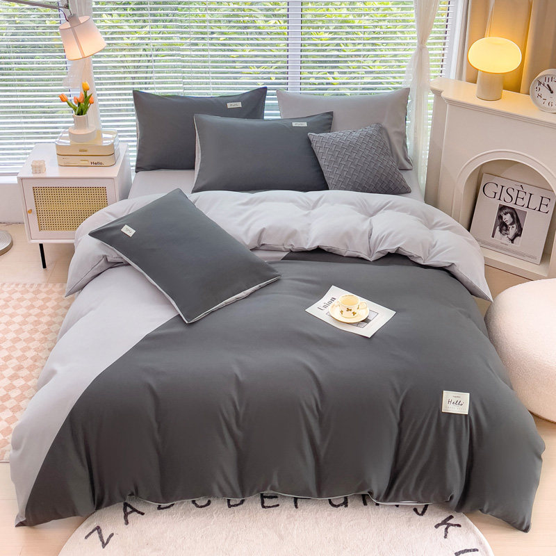 纯色床上四件套非全棉纯棉床单被套罩宿舍单双人男磨毛三件套床笠