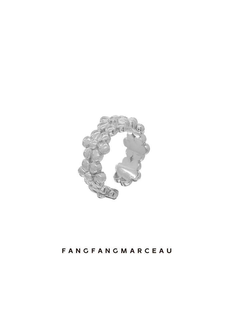 【官方直营】FANGFANGMARCEAU S925银设计感度假风花朵金属戒指