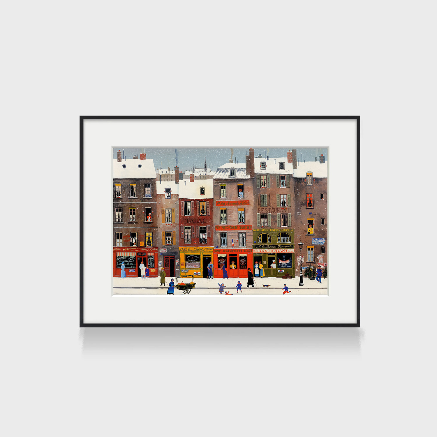 Michel Delacroix法国街景建筑圣诞装饰画可爱风格儿童房床头壁画
