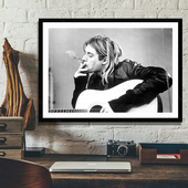 科特柯本摇滚明星海报吉他乐器装 Kurt Cobain 饰画音乐酒吧壁画