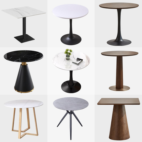 岩板轻奢风售楼处接待小圆餐桌