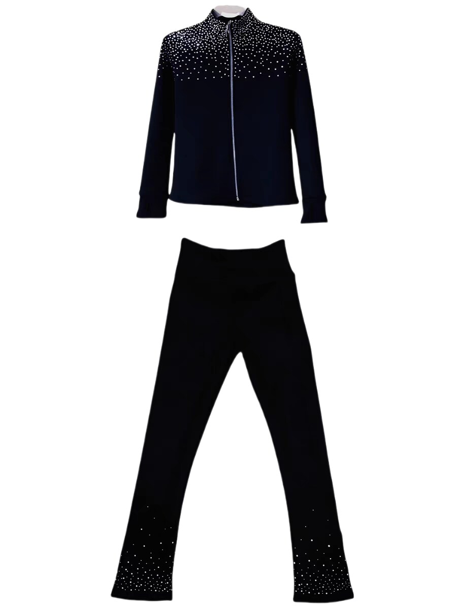 花样滑冰服装花样溜冰特厚训练服儿童成人男女款烫钻套装