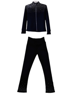 花样滑冰服装花样溜冰特厚训练服儿童成人男女款烫钻套装