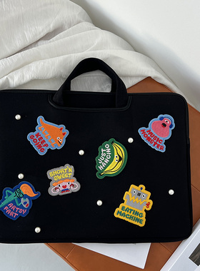 时尚原创小众设计高级感潮流珍珠贴布笔记本电脑包13/14寸手提11寸平板15.6寸苹果Mac内胆包