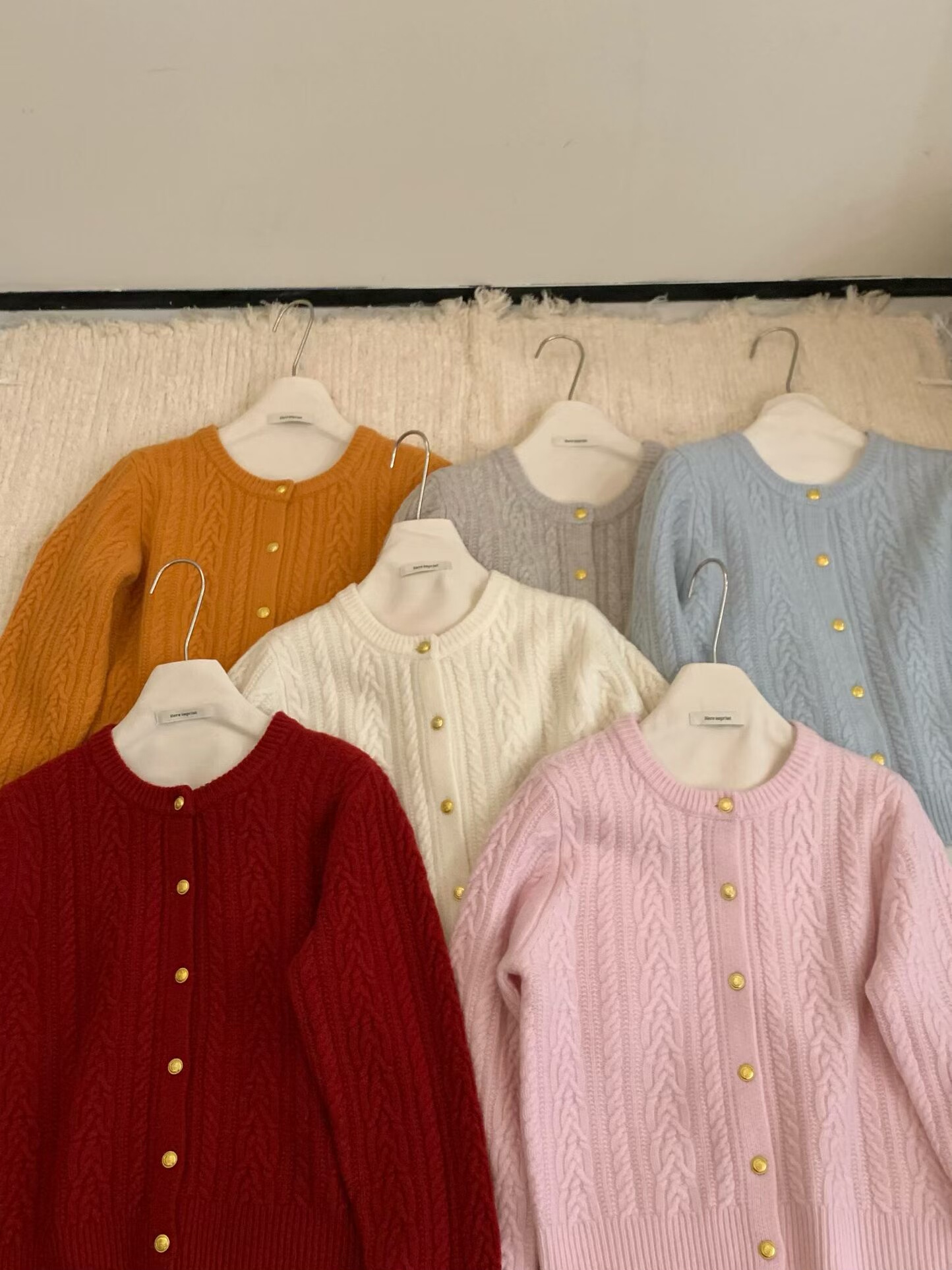 吉姆姐姐  here imprint正品 韩系全羊毛百搭舒适麻花针织开衫