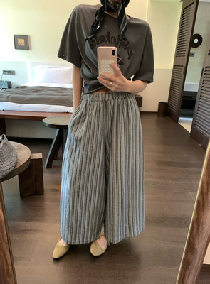 吉姆姐姐 HZH家正品 韩风通勤百搭全棉舒适条纹休闲裤