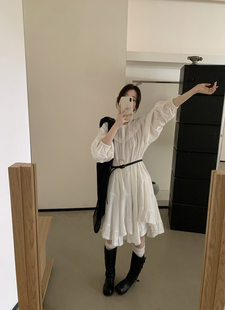 吉姆姐姐 芭尼家韩风气质小众飘逸百搭连衣裙 秋上新