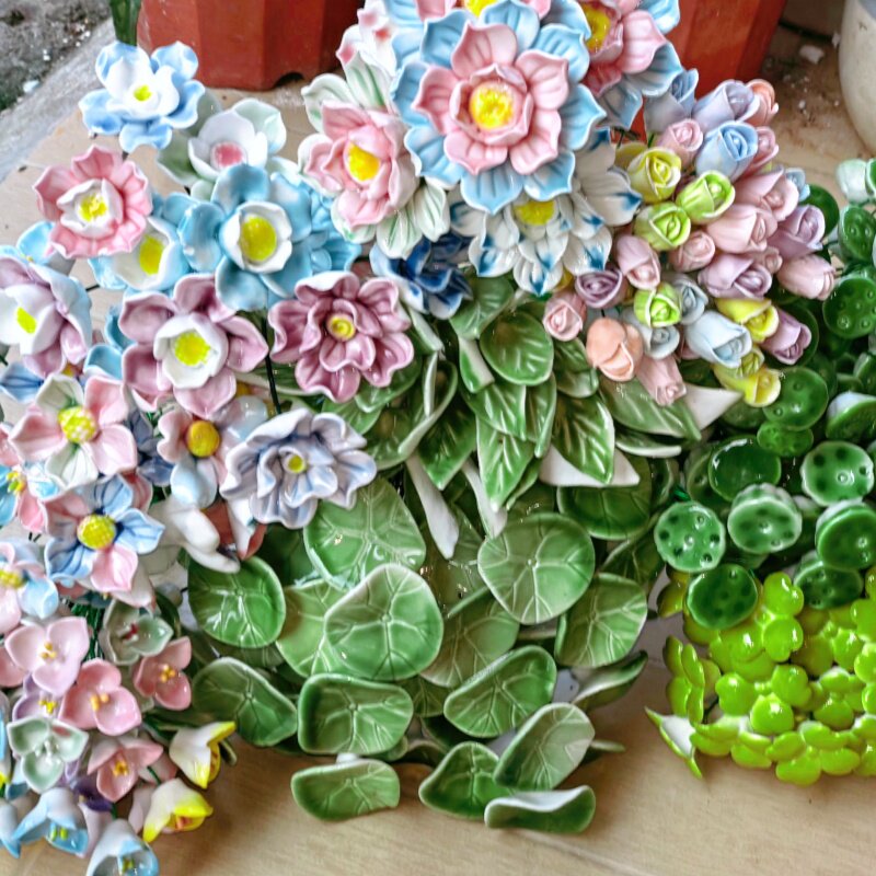 陶瓷花配饰树叶荷叶莲蓬四叶草