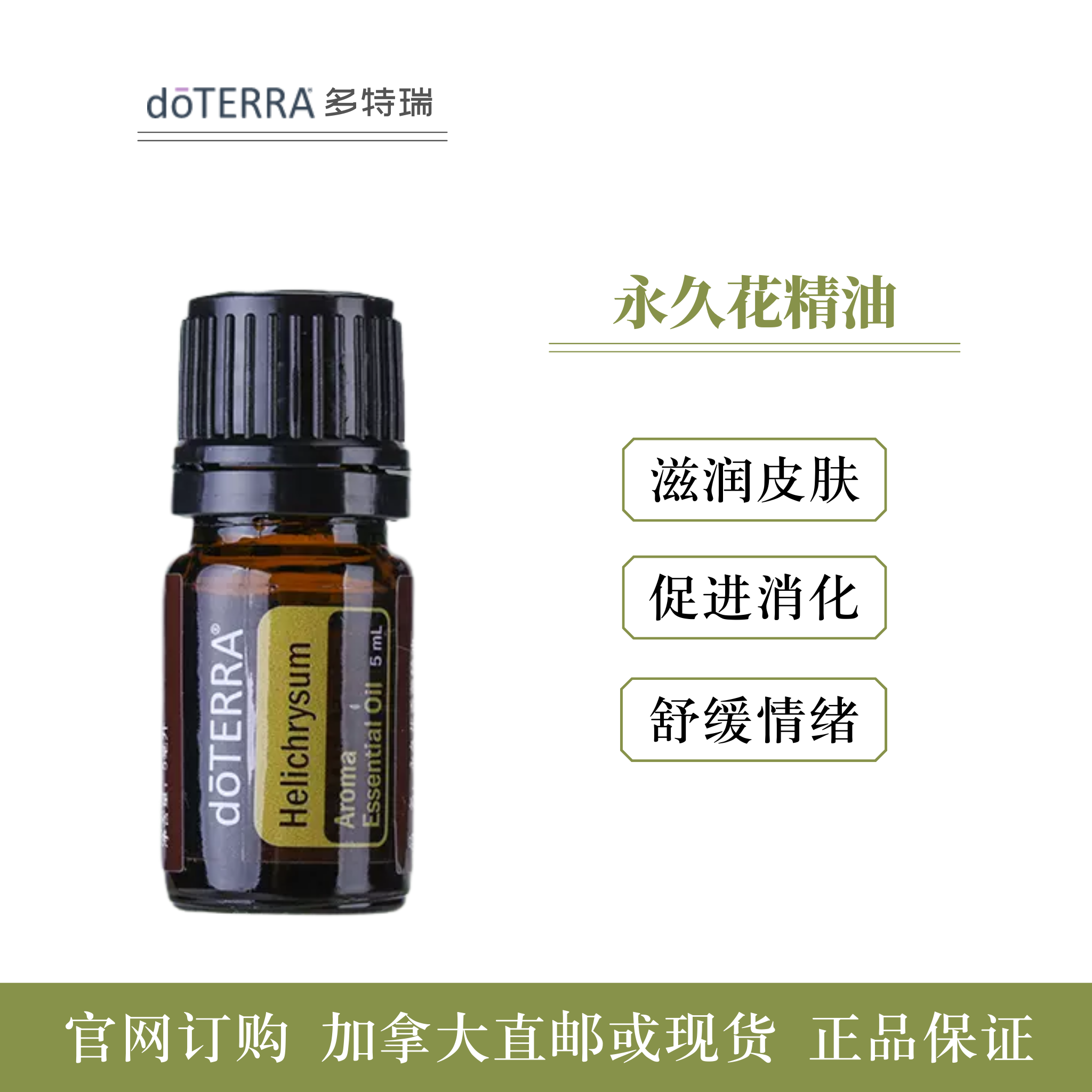 美国doterra多特瑞永久花蜡菊单方精油5ml舒缓身体生姜洋甘菊加拿
