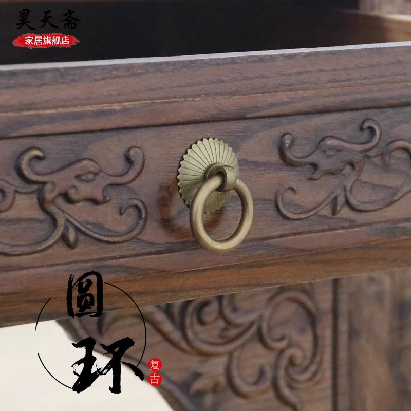 中药柜抽屉拉手中式圆环把手仿古小拉环新中式茶叶罐铜环提手单孔