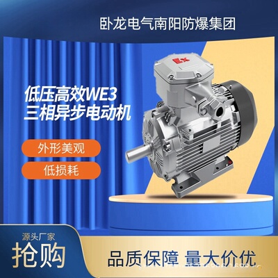 卧龙南阳低压效率高WE3三相异步电动机1.1kw3kw18kw22kw全铜电机