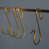 饰杆钩打孔存储架钩创意服装 覆古黄铜S钩斯堪 纳维亚装 店钩