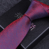 礼盒装 猎尚真丝桑蚕丝领带男商务正装 酒红色不规则花纹手打款