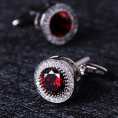酒红水晶袖 口扣优雅男百搭 扣法式 盒装 衬衫 袖 红色袖 钉cufflink