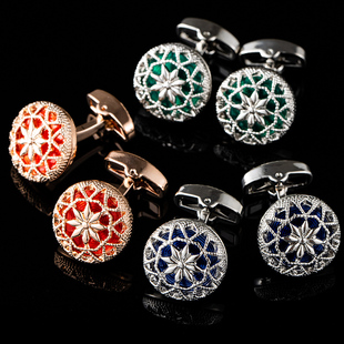 袖扣梦幻蓝色宝石男士袖口扣男女士法式衬衫袖口袖钉送0316k