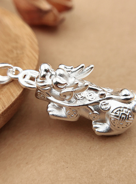 中号貔貅纯银男士项链挂件吊坠