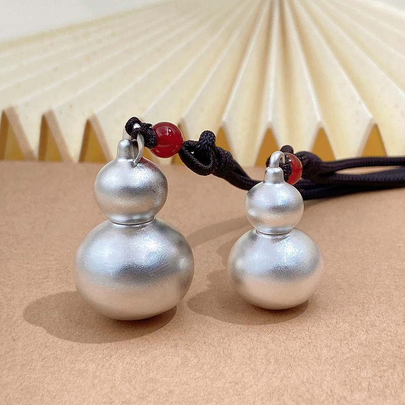 999足银葫芦吊坠男纯银项链女空心可打开挂坠银饰品情侣挂件礼物.