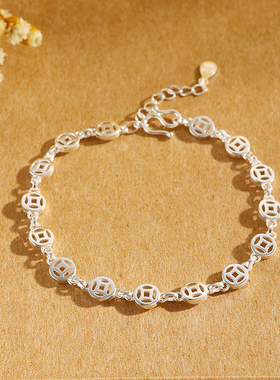 999纯银手链钱币本命年生日礼物女ins小众设计轻奢精致2022年新款