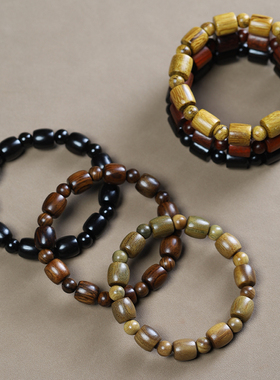 阿根廷绿檀紫光檀沉香木黑花梨12mm桶珠隔珠男女手链小礼品单圈