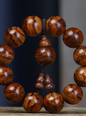 黄花梨手串老料紫油梨佛珠虎皮山水纹男女款民族风饰品手链