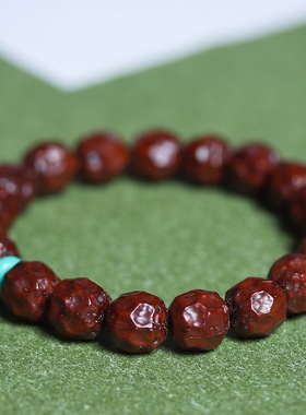 紫金鼠无相手串原籽雕刻菩提文玩男女单圈佛珠念珠京八棱手链饰品