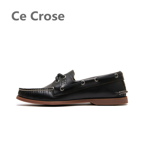Ce Crose斯科乐手工缝制头层牛皮懒人乐福商务休闲经典帆船鞋潮