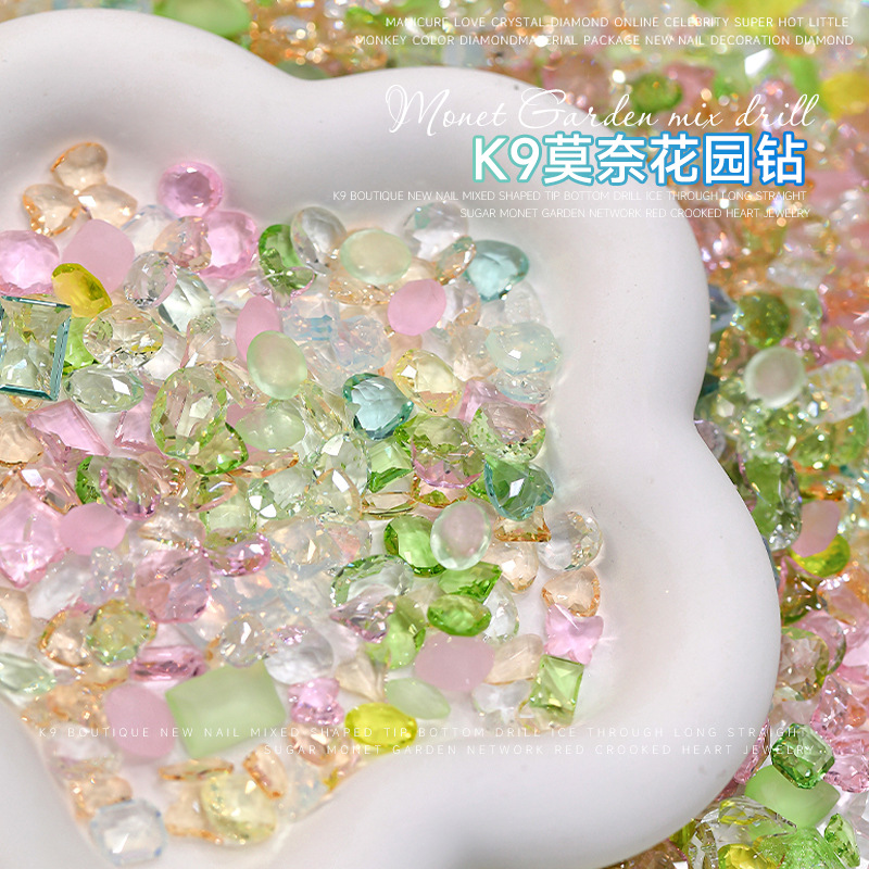 美甲饰品混款爆闪爱心钻