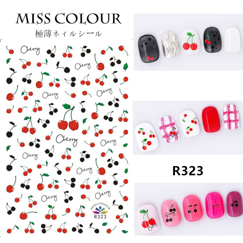 牛油果绿指甲贴纸网红樱桃指甲贴片花朵西瓜饰品猫咪橘子美甲贴