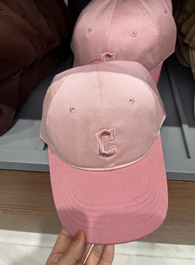 香港MLB专柜印第安人队棒球帽子鸭舌帽透气舒适字母C运动帽拼接粉